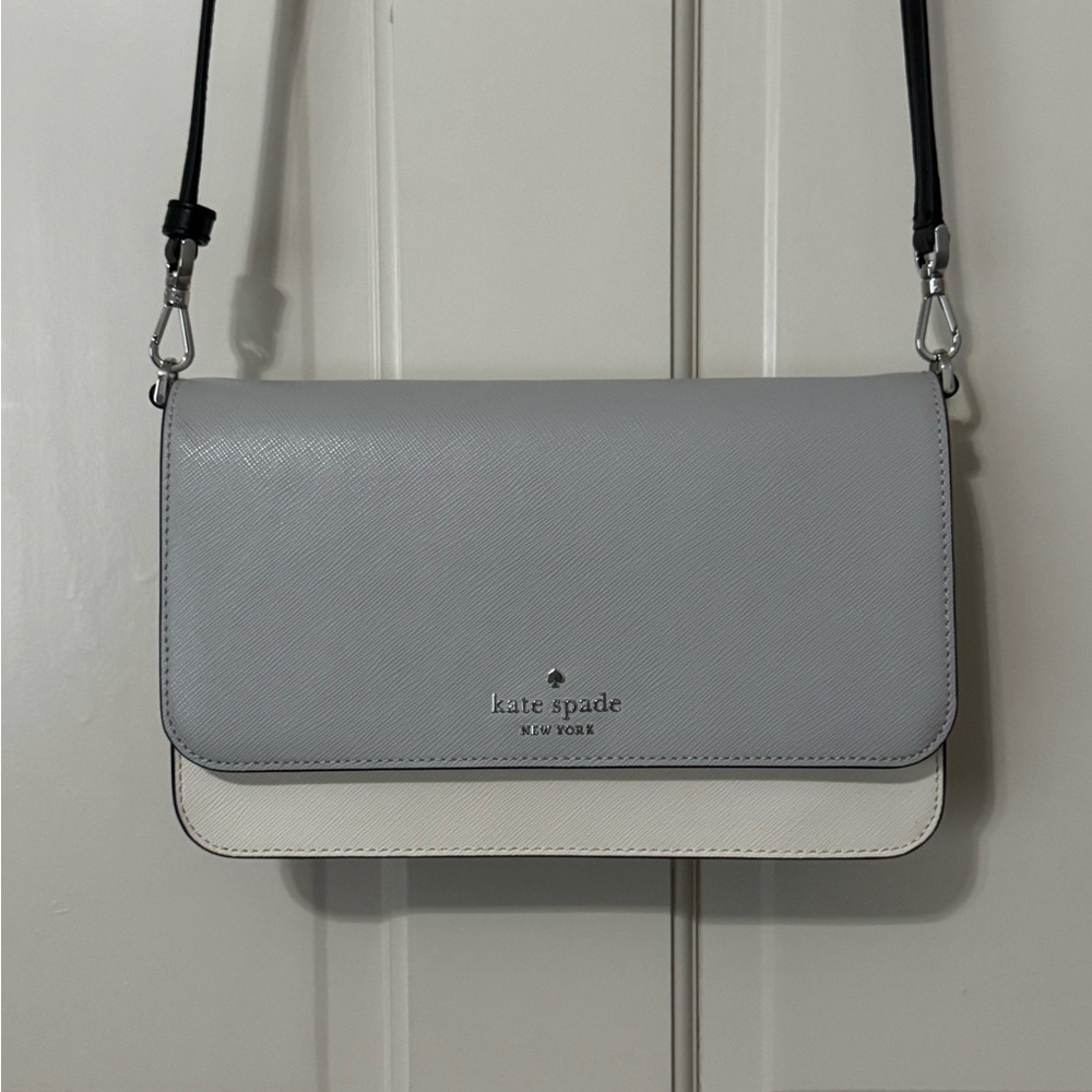 Kate Spade Madison Willow Two-Tone Crossbody Bag in Gray, Black, and White